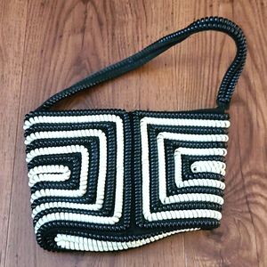 Vintage black and white telephone cord purse